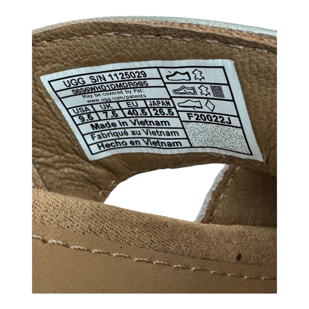 UGG Careena Ankle Strap Wedge Sandals 1125209 Women’s 9.5 Pale Gold Metallic - Picture 9 of 9